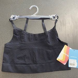 Yummie Jasmin Boa Scoop Neck Bra. Black. L/XL